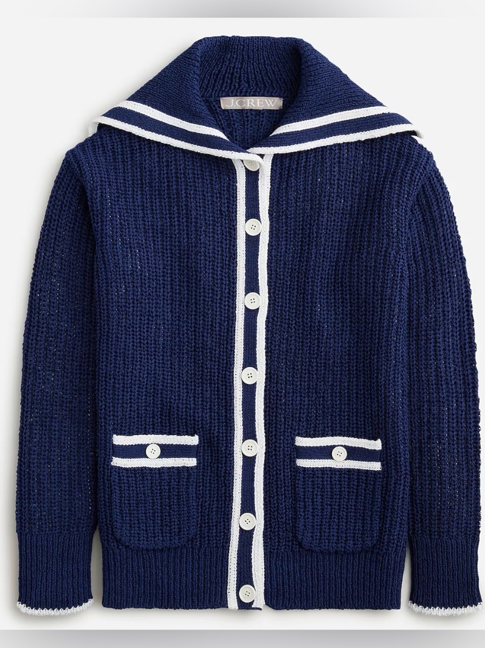 J.Crew Textured sailor cardigan | color: Dark Evening White | size: XS